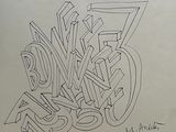 drawing of a drawing of some type of lettering on a piece of paper