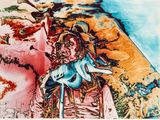an image of a painting of a woman sitting on top of a chair