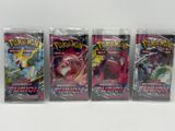 three packs of pokemon trading fusion trading cards on a table