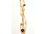 collier plaqué or avec des perles en verre vertes et une chaîne