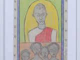 drawing of a picture of a man with a group of children in front of him