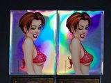 two pictures of a woman in a bikini on a cd
