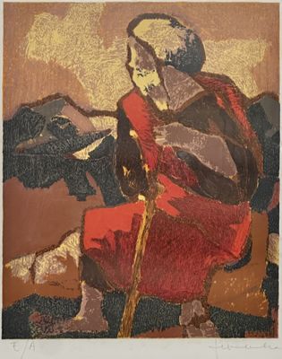 an image of a painting of a man riding a horse
