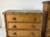 pair of antique bamboo chest of drawers with marble top