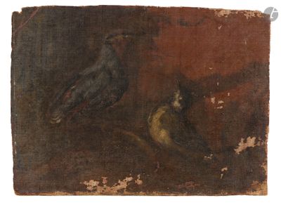 une image représentant un tableau sur lequel figurent deux oiseaux perchés sur une branche d'arbre