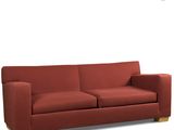 an image of a red couch sitting on top of a white floor