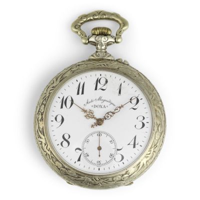 a gold pocket watch with roman numerals on the face