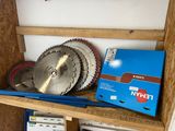 a wooden shelf with a variety of tools on top of it