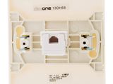 a close up of a white electrical outlet on a white background