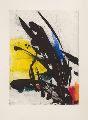 an image of a black and yellow painting on a white background