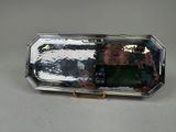 rectangular silver plated box with mirror and gold trim