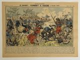 an old newspaper with a picture of a war scene in it