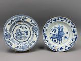 paire d'assiettes chinoises bleues et blanches