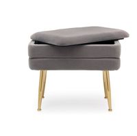 Banc coffre en velours gris foncé et pieds dorés, dimensions… (photo 2)
