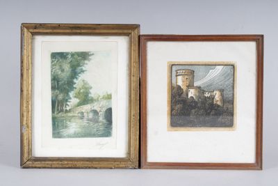 Fernand PINAL (1881-1958) : deux petites estampes encadrées. - Photo 1