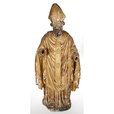 GRAND SUJET en bois sculpté, doré et polychrome représentant… - Photo 1