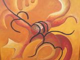 a picture of a painting of an orange and yellow butterfly