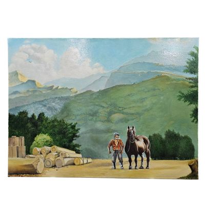 un tableau représentant deux chevaux côte à côte