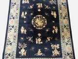 an oriental rug on a white background with a blue background