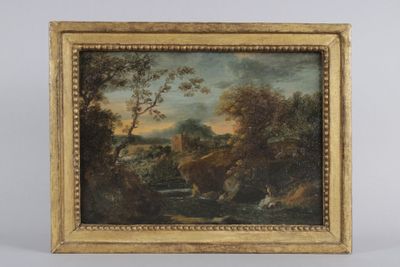 Ecole italienne, att. à ONOFRI : paysage. Petite huile sur p…