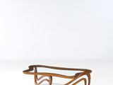 an image of a wooden bench on a white surface
