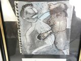 a picture of a drawing of a man playing a guitar