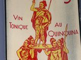 a bottle of wine with a picture of a man holding a sword