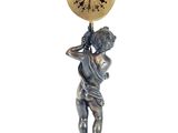 a statue of a boy with a clock on his head