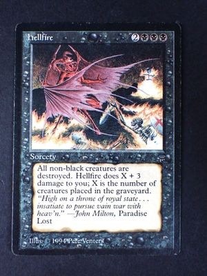 a picture of a card with a picture of a demon on it