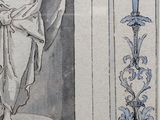 a drawing of a woman holding an umbrella in her hand
