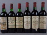 six bouteilles de vin sont alignées dans une rangée
