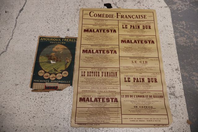 Lot de 2 affiches anciennes « Comédie-Française, programmes, 1970...