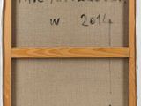 a close up of a wooden frame with writing on it