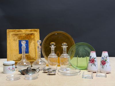 a table with a lot of glass items on it