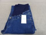 the back of a pair of blue jeans with a tag on it