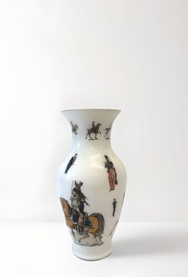 Vase de forme balustre en papier peint et verre soufflé à dé…