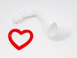 a white pipe with a red heart next to it