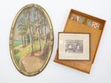 a picture of a painting and a picture of a man in a park