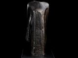 an ancient statue of a man with a robe on it ' s head