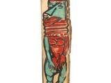an image of a piece of wood with a painting on it