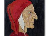 a painting of an old woman wearing a red hat