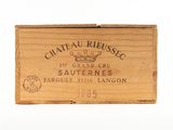 a wooden box that has a label on it