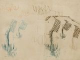 une image représentant un dessin d'un cheval et d'une vache sur une feuille de papier