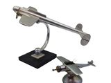 a small model of a plane on a stand