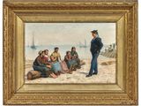 une image représentant un tableau où l'on voit un homme debout devant un groupe de personnes