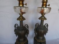 Grande paire de lampes à pétrole, fûts, montures et socles e… (photo 5)