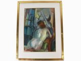 peinture d'une femme assise sur une chaise devant une fenêtre