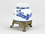 chinese blue and white porcelain vase with dragon decoration on stand