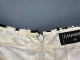 chanel white dress with black trim and zippers
