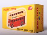a yellow box with a red double decker bus on it